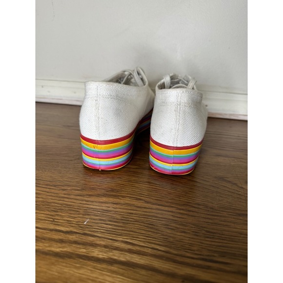 Superga White Canvas Rainbow Platform Sneakers Women's US 7.5 EU 40 - Picture 3 of 9